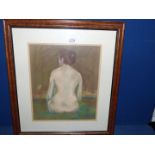 A framed and mounted Pastel study of a Nude lady, signed lower right I.