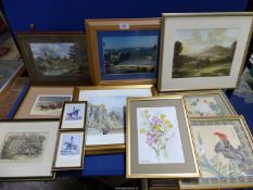 A quantity of prints including Hereford by Max Horner,