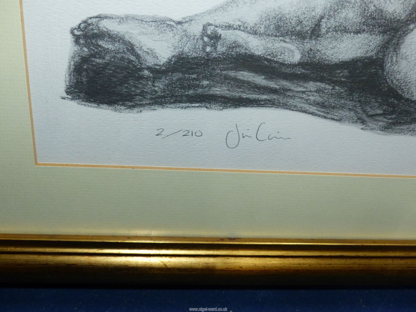 A signed Limited Edition no. 2/210 Print of a pencil sketch of a female nude, 27 1/4'' x 14 1/2''. - Image 2 of 2