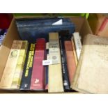 A box of books including Signpost Independent Guide to Pleasant Ports of Call,