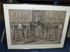 A Willem Jacobsz. Delff early Print of "The Academy of Fencing", 33" x 25".