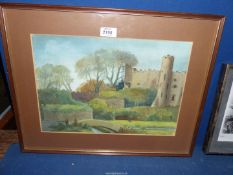 A framed and mounted Watercolour of a castle initialled lower left SCK.