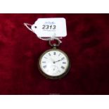 A silver cased pocket watch with separate seconds dial, glass a/f.