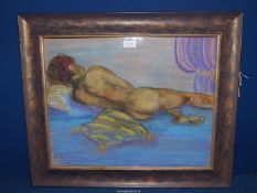 A Pastel by contemporary artist Jenny Harris titled "Sleeping Beauty", 27" x 22 1/2".