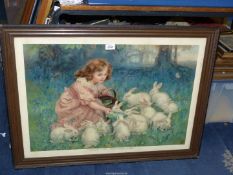 A large framed Pear's Print titled "Alice in Wonderland", 34 1/2" x 25 1/4".