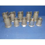 Nine Pewter tankards engraved "Western Command Weapons Meeting" consecutively dated 1954-1961,