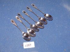 A set of six silver teaspoons, London dated 1893,