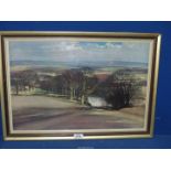 A framed Rowland Hilder Print on board depicting a rural landscape, 24 3/4'' x 17 1/2''.