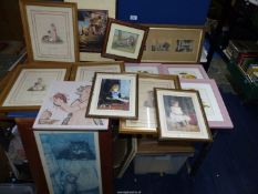 A quantity of Prints to include a large print of cats, fruit etc.