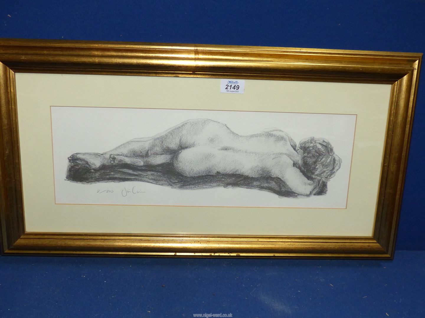 A signed Limited Edition no. 2/210 Print of a pencil sketch of a female nude, 27 1/4'' x 14 1/2''.