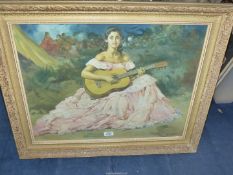 A 1960's Clement La Guitarrista print in original frame.