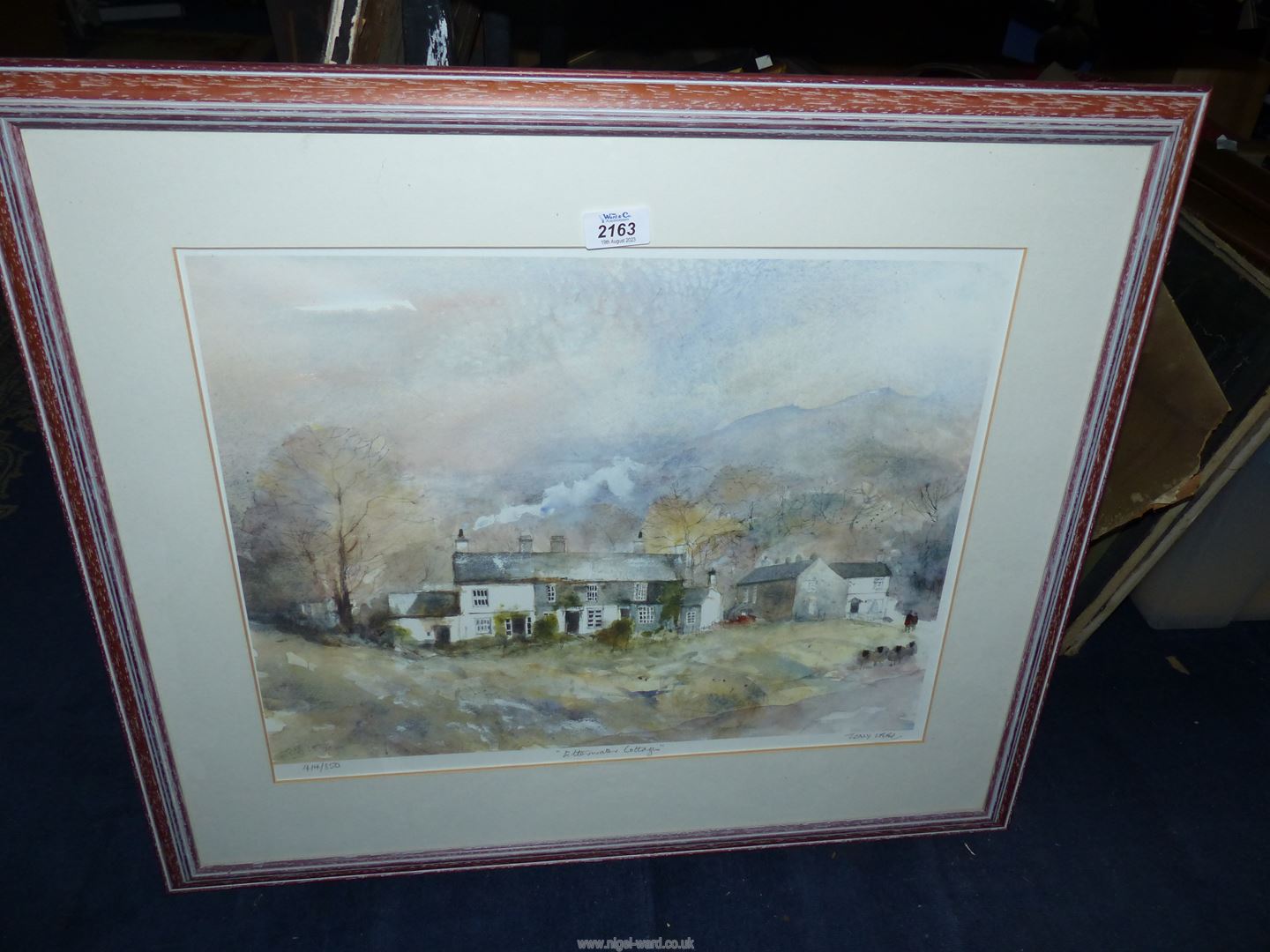 A framed and mounted Limited Edition Print 'Elterwater Cottages' no.