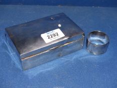 A silver Cigar Box with wooden lining (a/f),