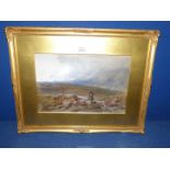 A gilt framed and mounted Watercolour titled "Dartmoor", signed lower left H.