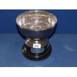 A silver plated rose bowl on plinth, present to F.T. Sumner (golfer), 8" diameter.