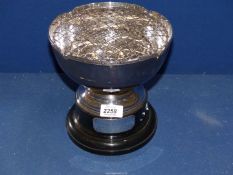 A silver plated rose bowl on plinth, present to F.T. Sumner (golfer), 8" diameter.