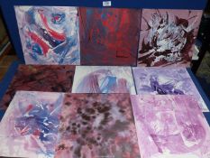 Nine abstract Oils on card by A. Williams.