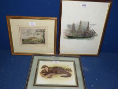 Three framed Prints to include Goodrich Castle by S.