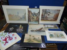 A quantity of mounted and unmounted Watercolours including 1930's views of Tom's Hill,