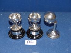 A pair of small Dunlop Golf Birmingham silver trophies, date 1932 and 1934, awarded 1933 and 1937,