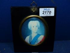 A small framed miniature Print of Prince Charles Stewart, 4 1/2" x 5 1/2".