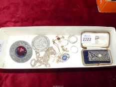 A small quantity of jewellery including a silver and Wedgwood Jasperware pendant,