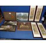 A quantity of Oriental pictures to include wood pictures of Malaya,