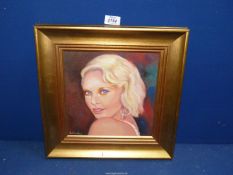 A framed Oil on canvas 'Charlize Theron' by Stephanie Churton.