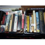 Two boxes of miscellaneous books to include Antony Beevor, Max Hastings, Agatha Christie,