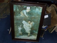 A framed Fred Morgan Print advertisement for W.O. Roberts titled "Sharing Out" 1910, 18" x 25 1/2".