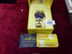 A gents designer Invicta watch, Japanese movement with twenty-four jewels,
