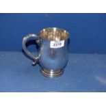 A silver tankard, Chester with inscription, 5" tall.