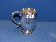 A silver tankard, Chester with inscription, 5" tall.