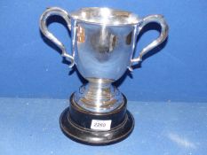 A two handled Silver Golf trophy presented at 'The Golf Greenkeepers Association Annual Tournament
