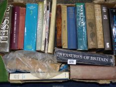 A box of books including The Jerusalem Bible, In Constable's Country by Herbert W.