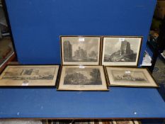 A quantity of Etchings to include Dacre castle, Alnwick castle, Warkworth castle,