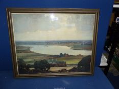 A framed Print depicting a Country landscape, no signature visible.