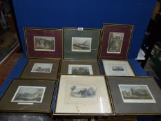 A quantity of framed and mounted Etchings of Llanthony Abbey, Chepstow Castle, etc.