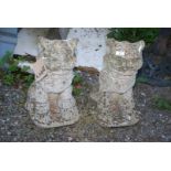 A pair of concrete 'Dogs of Fo' figures, 17½" high.