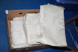 Cream barley pattern curtains - 12" wide x 72 " drop (slight stains).