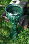 A West German Jardiniere and stand in green.