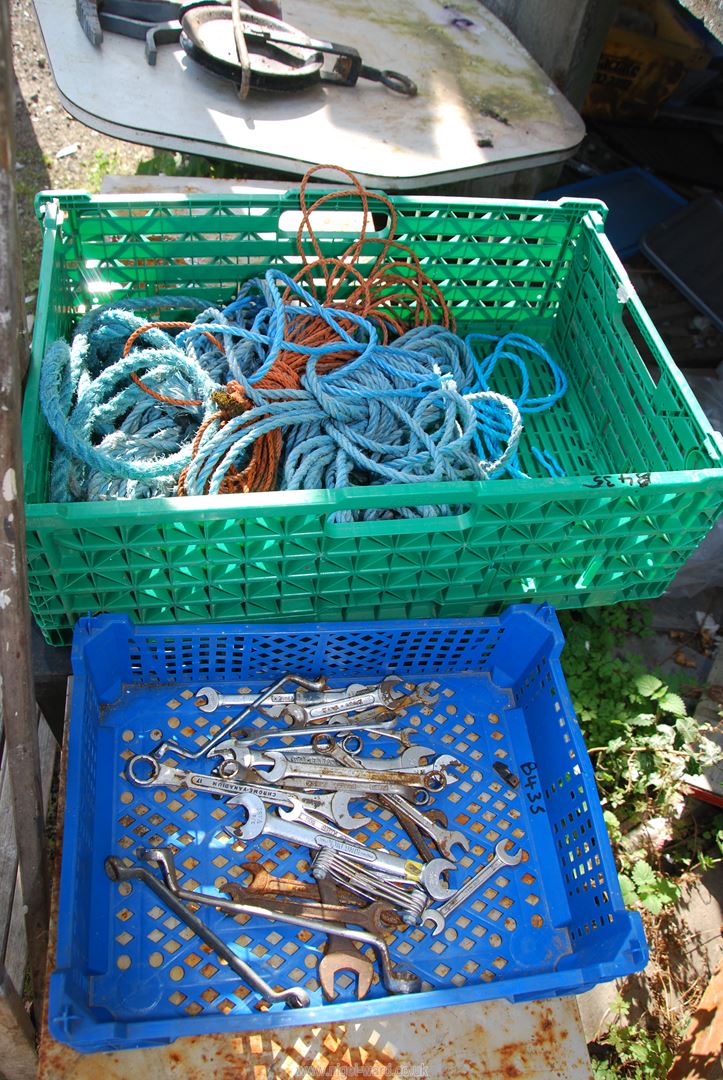 Three filing cabinets, a tray of spanners and a tub of rope. - Image 2 of 2