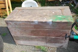 A wooden trunk with dividers - 41" long x 8½ depth x 25" high.