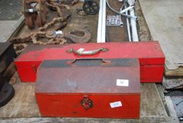 Two metal empty tool boxes.