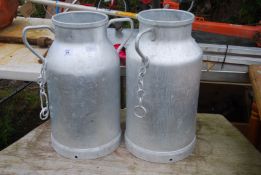 Two aluminum French milk churns - no lids.
