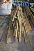 A quantity of various sized tanalised battens.