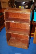 Three tier Mahogany waterfall bookshelf, 21" wide x 36½ high.