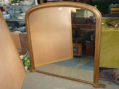 An Overmantle 'D' shape, gilt frame wall mirror, 50" wide x 43" high.