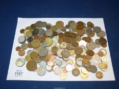 A quantity of English and Foreign coins including; Italian, French,