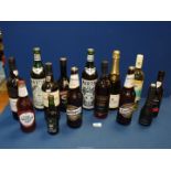 A quantity of bottles including Martini Extra Dry, Louis Vertay Champagne Brut,